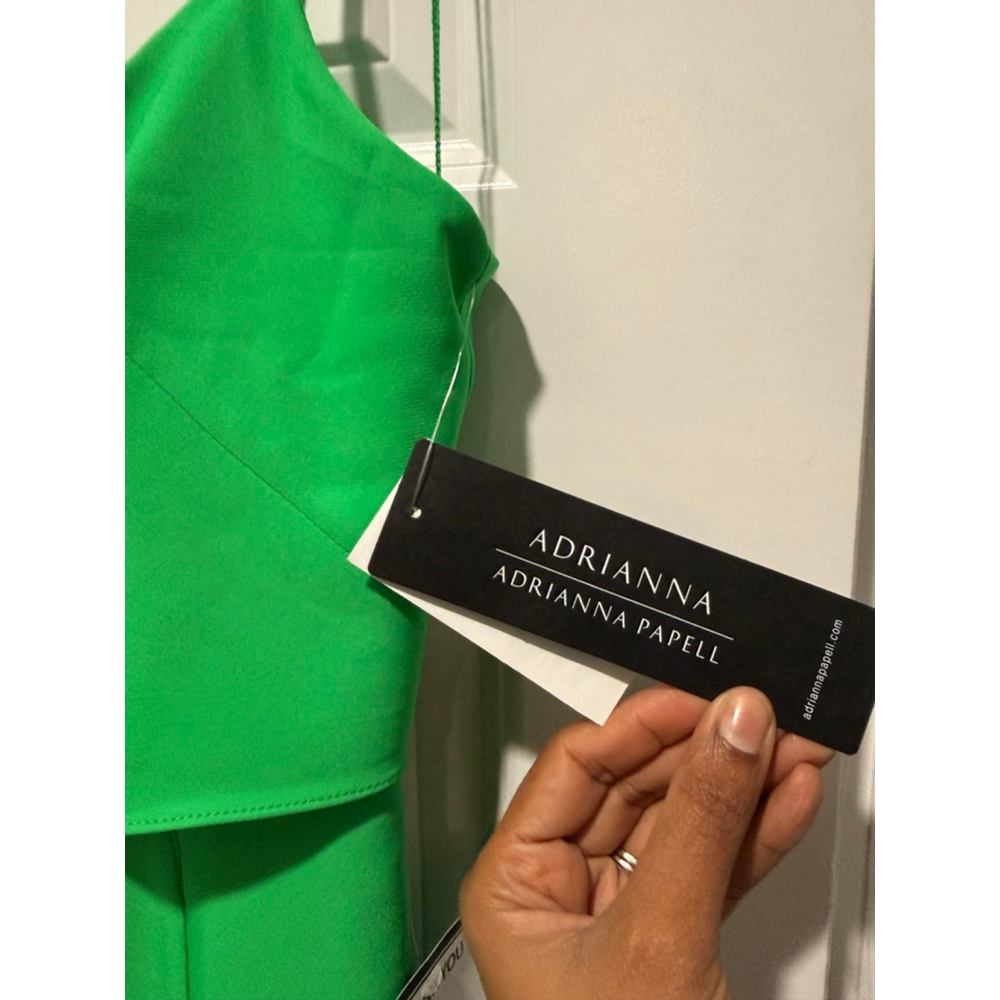 Women's Adrianna Papell Green Fringe Midi Dress Size 2 - Picture 8 of 8